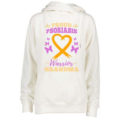 Proud Psoriasis Warrior Grandma Psoriasis Awareness Cute Gift Womens Funnel Neck Pullover Hood