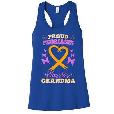 Proud Psoriasis Warrior Grandma Psoriasis Awareness Cute Gift Women's Racerback Tank