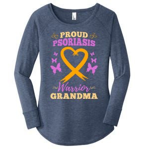 Proud Psoriasis Warrior Grandma Psoriasis Awareness Cute Gift Women's Perfect Tri Tunic Long Sleeve Shirt