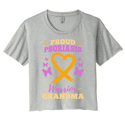 Proud Psoriasis Warrior Grandma Psoriasis Awareness Cute Gift Women's Crop Top Tee