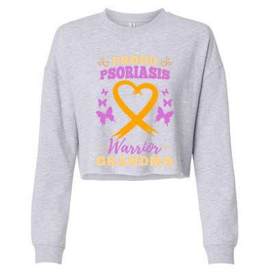 Proud Psoriasis Warrior Grandma Psoriasis Awareness Cute Gift Cropped Pullover Crew