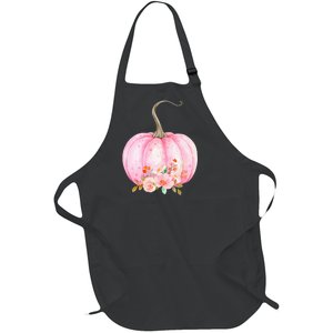 Pink Pumpkin Watercolor Pumpkin Sublimation Thanksgiving Full-Length Apron With Pockets