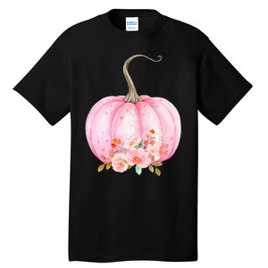 Pink Pumpkin Watercolor Pumpkin Sublimation Thanksgiving Tall T-Shirt