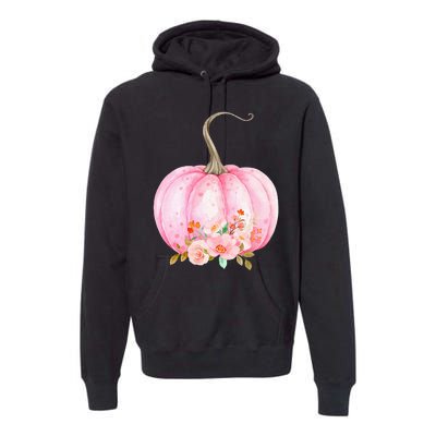 Pink Pumpkin Watercolor Pumpkin Sublimation Thanksgiving Premium Hoodie