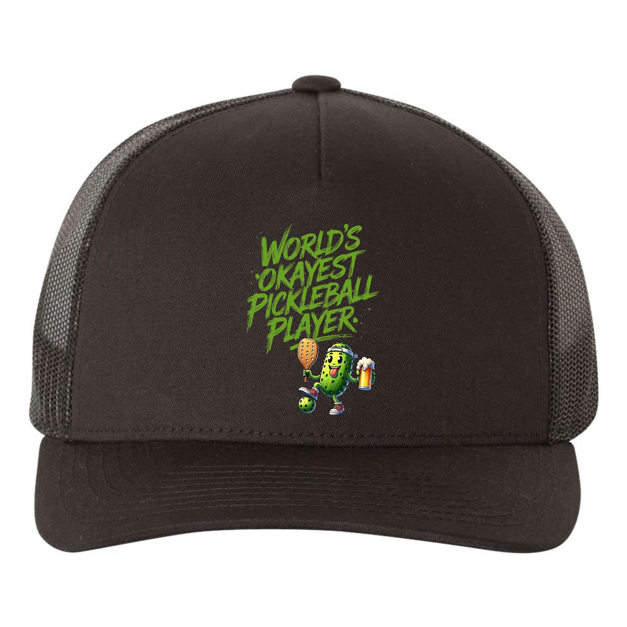 Pickle Player World's Okayest Pickleball  Yupoong Adult 5-Panel Trucker Hat