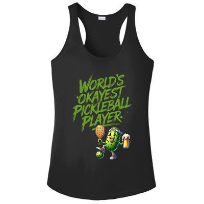 Pickle Player World's Okayest Pickleball  Ladies PosiCharge Competitor Racerback Tank