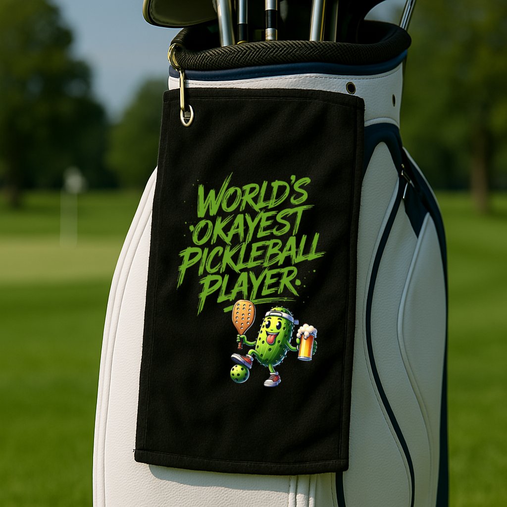 Pickle Player World's Okayest Pickleball  Golf Towel
