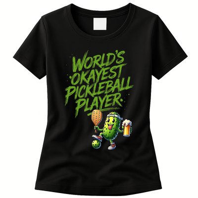 Pickle Player World's Okayest Pickleball  Womens T-Shirt