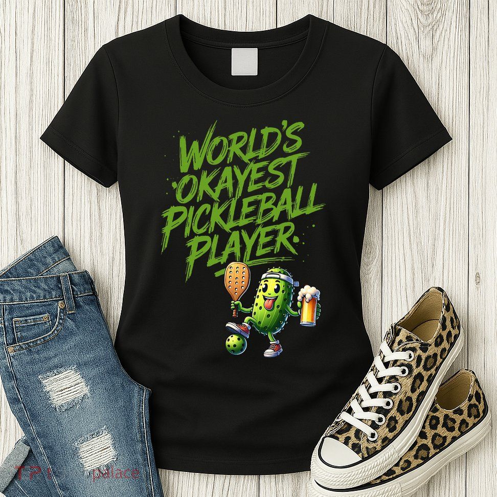 Pickle Player World's Okayest Pickleball  Womens T-Shirt