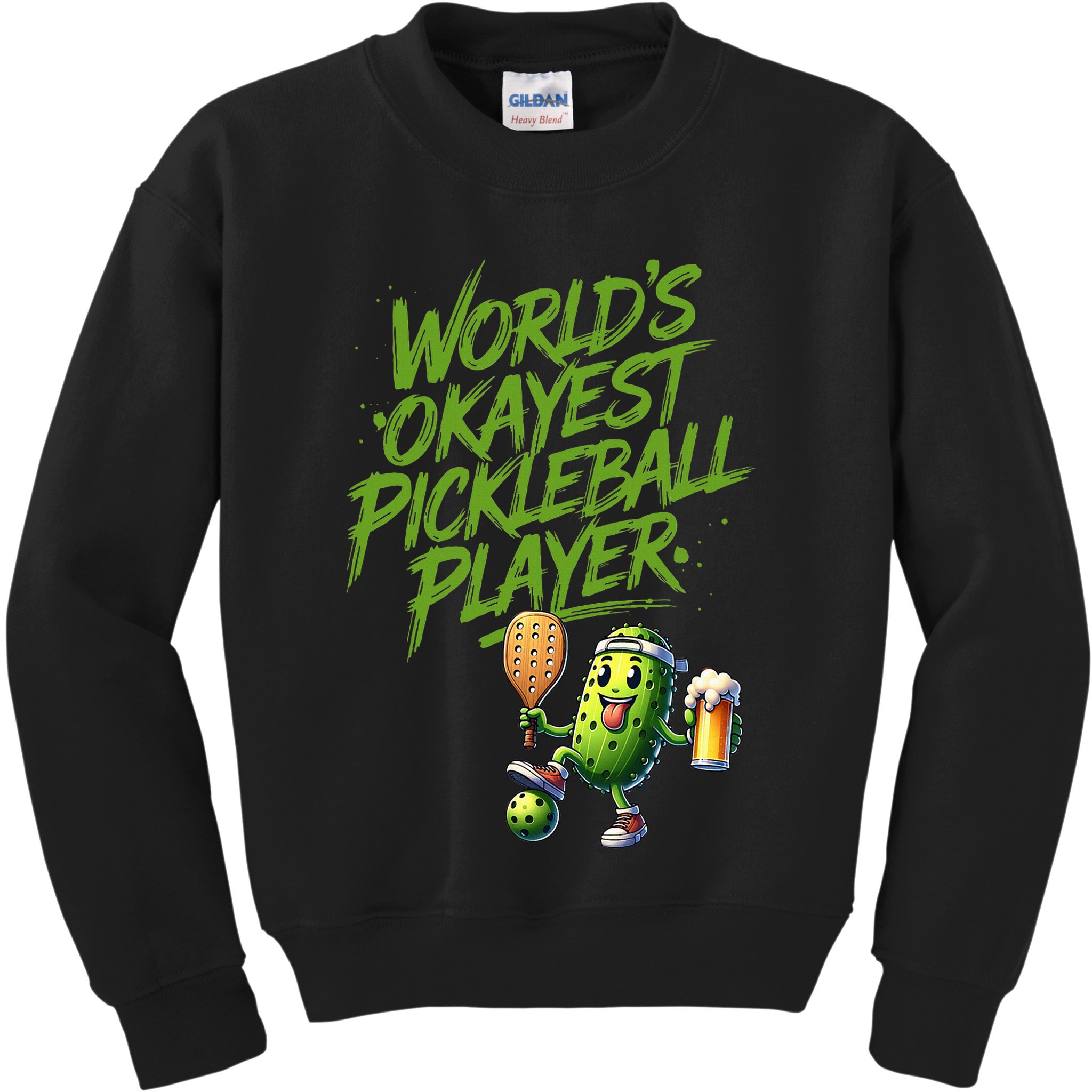 Pickle Player World's Okayest Pickleball  Kids Sweatshirt