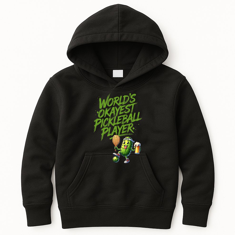 Pickle Player World's Okayest Pickleball  Kids Hoodie