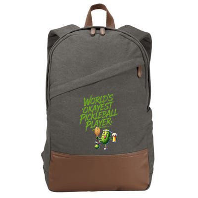 Pickle Player World's Okayest Pickleball  Cotton Canvas Backpack