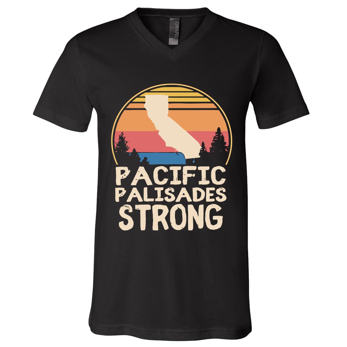 Pacific Palisades Wildfire Survivor California Strong V-Neck T-Shirt