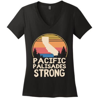 Pacific Palisades Wildfire Survivor California Strong Women's V-Neck T-Shirt