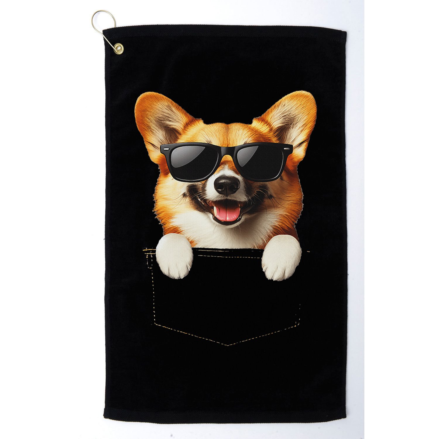 Pocket Pembroke Welsh Corgi Cute Dog Lover Owner Gift Golf Towel