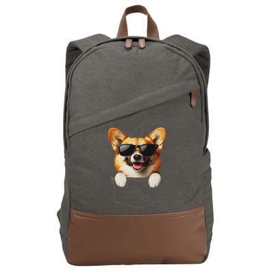 Pocket Pembroke Welsh Corgi Cute Dog Lover Owner Gift Cotton Canvas Backpack