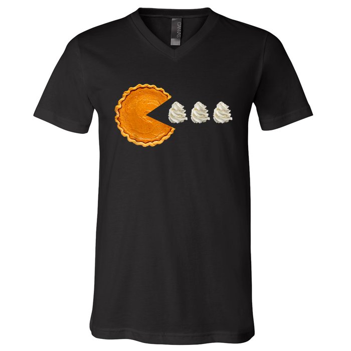 Pumpkin Pie With Whipped Cream Thanksgiving V-Neck T-Shirt