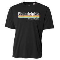 Philadelphia Pennsylvania Worn Design Retro Stripes Cooling Performance Crew T-Shirt