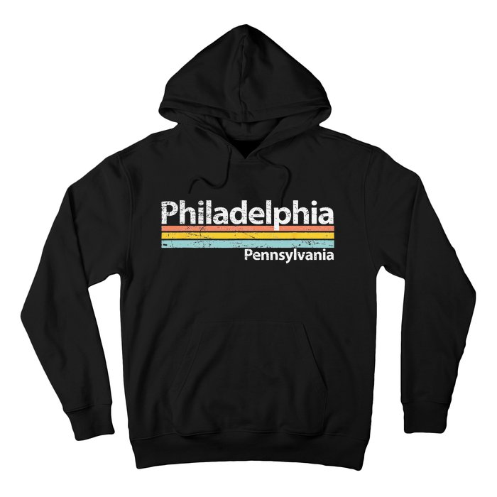 Philadelphia Pennsylvania Worn Design Retro Stripes Hoodie