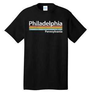 Philadelphia Pennsylvania Worn Design Retro Stripes Tall T-Shirt