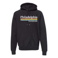 Philadelphia Pennsylvania Worn Design Retro Stripes Premium Hoodie