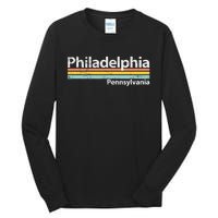 Philadelphia Pennsylvania Worn Design Retro Stripes Tall Long Sleeve T-Shirt