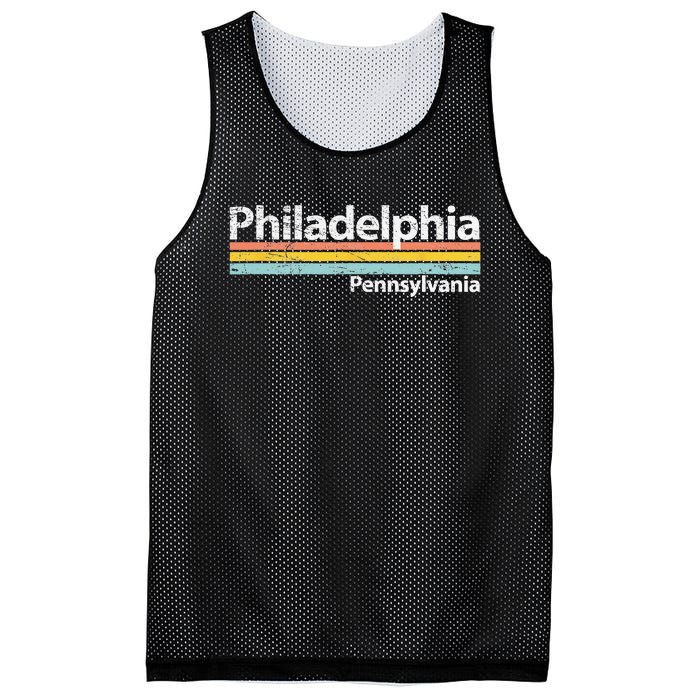 Philadelphia Pennsylvania Worn Design Retro Stripes Mesh Reversible Basketball Jersey Tank