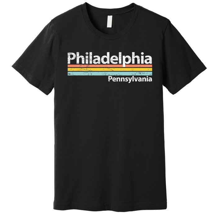 Philadelphia Pennsylvania Worn Design Retro Stripes Premium T-Shirt