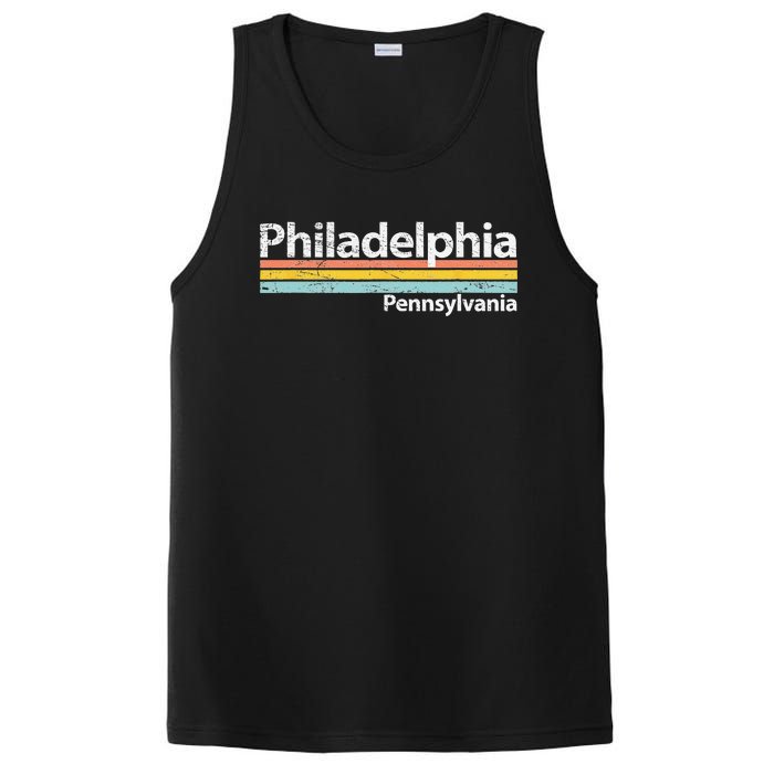 Philadelphia Pennsylvania Worn Design Retro Stripes PosiCharge Competitor Tank