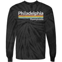 Philadelphia Pennsylvania Worn Design Retro Stripes Tie-Dye Long Sleeve Shirt