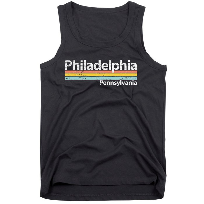 Philadelphia Pennsylvania Worn Design Retro Stripes Tank Top