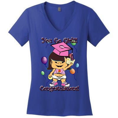 Pbteez Pbxz0121 Xclv You Go ! (Graduation) Meaningful Gift Women's V-Neck T-Shirt