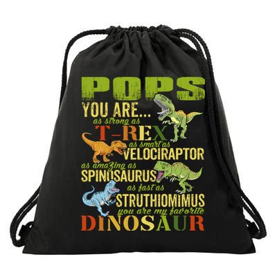 Popssaurus Pops You Are As Strong As T Rex Funny Dinosaur Gift Drawstring Bag