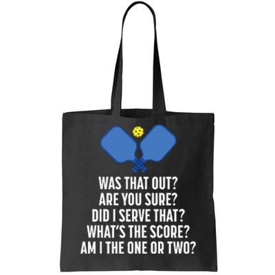 Pickleball Questions 1 Or 2 Who Served Funny Pickleball Tote Bag