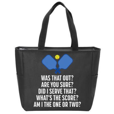 Pickleball Questions 1 Or 2 Who Served Funny Pickleball Zip Tote Bag