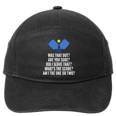 Pickleball Questions 1 Or 2 Who Served Funny Pickleball 7-Panel Snapback Hat