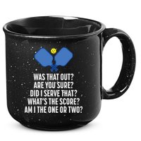 Pickleball Questions 1 Or 2 Who Served Funny Pickleball 15oz Campfire Ceramic Mug