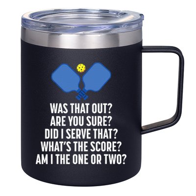 Pickleball Questions 1 Or 2 Who Served Funny Pickleball 12oz Stainless Steel Coffee Mug
