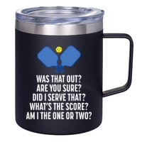 Pickleball Questions 1 Or 2 Who Served Funny Pickleball 12oz Stainless Steel Coffee Mug