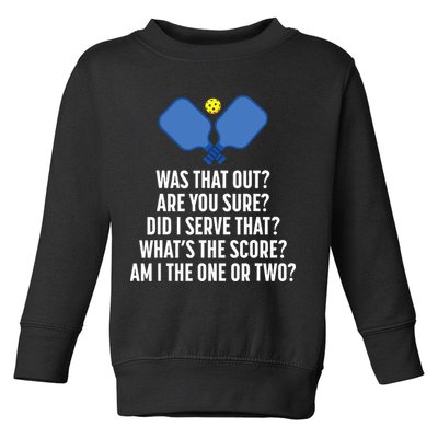 Pickleball Questions 1 Or 2 Who Served Funny Pickleball Toddler Sweatshirt