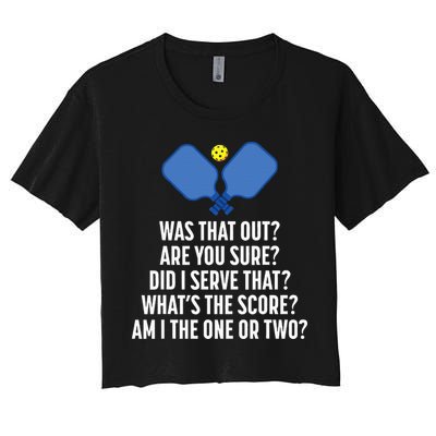 Pickleball Questions 1 Or 2 Who Served Funny Pickleball Crop Top