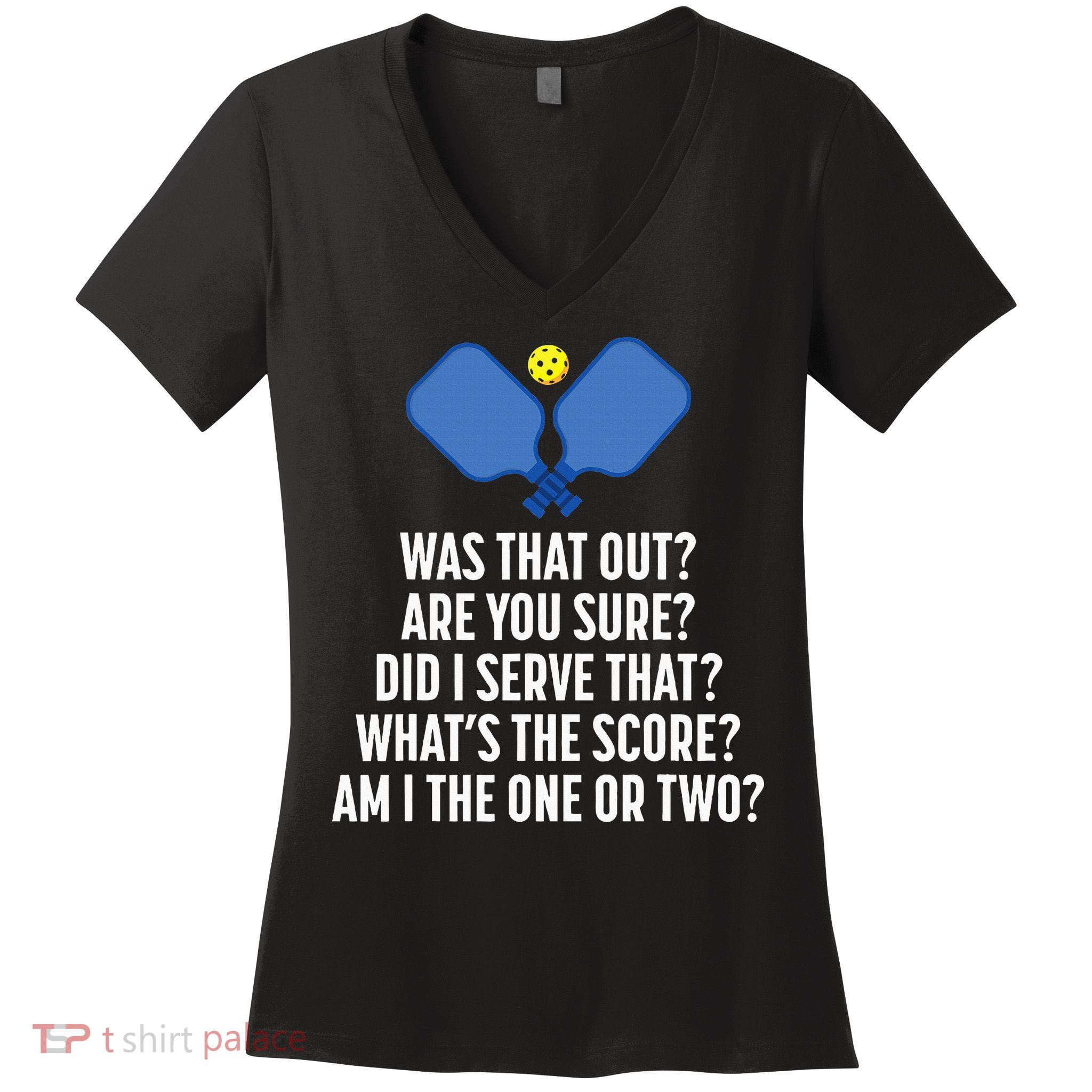 Pickleball Questions 1 Or 2 Who Served Funny Pickleball Women's V-Neck T-Shirt