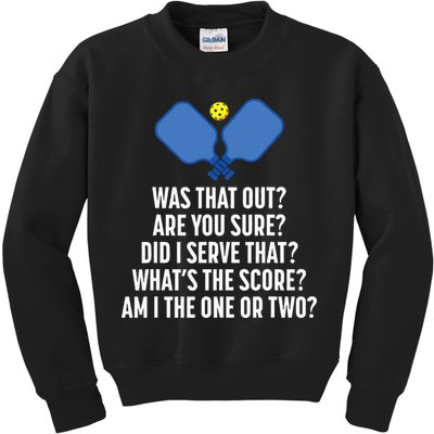 Pickleball Questions 1 Or 2 Who Served Funny Pickleball Kids Sweatshirt