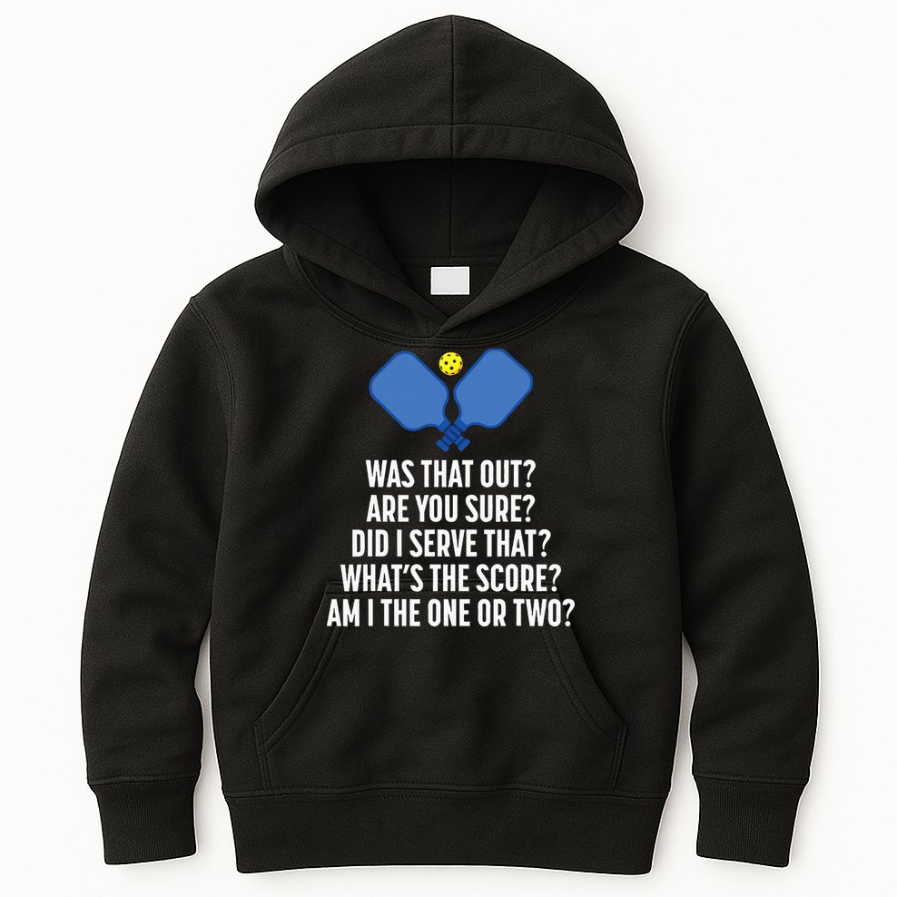 Pickleball Questions 1 Or 2 Who Served Funny Pickleball Kids Hoodie