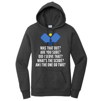 Pickleball Questions 1 Or 2 Who Served Funny Pickleball Women's Pullover Hoodie