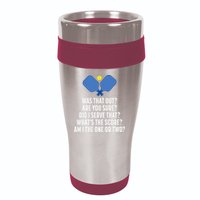 Pickleball Questions 1 Or 2 Who Served Funny Pickleball 16oz Travel Tumbler