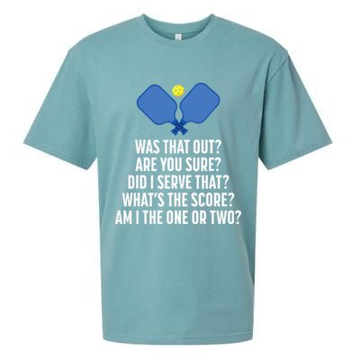 Pickleball Questions 1 Or 2 Who Served Funny Pickleball Sueded Cloud Jersey T-Shirt
