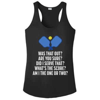 Pickleball Questions 1 Or 2 Who Served Funny Pickleball Ladies PosiCharge Competitor Racerback Tank