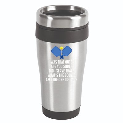 Pickleball Questions 1 Or 2 Who Served Funny Pickleball 16oz Travel Tumbler