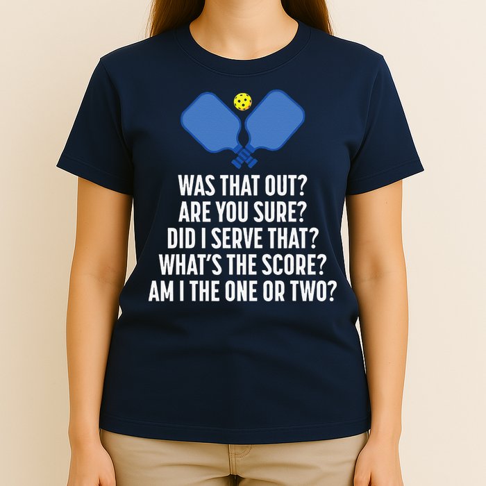 Pickleball Questions 1 Or 2 Who Served Funny Pickleball T-Shirt